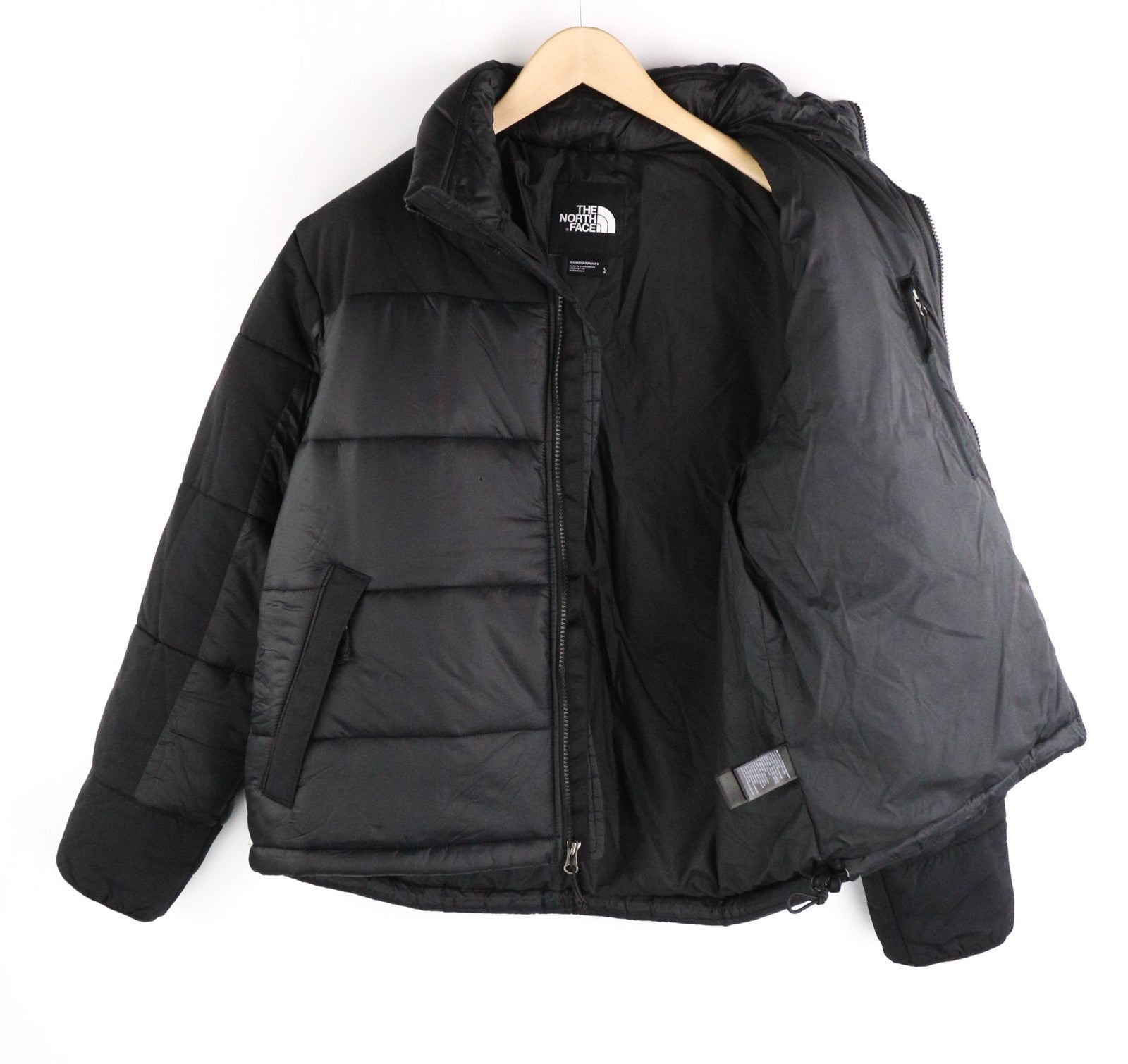 THE NORTH FACE Women's L Black Puffer Jacket Lined Zip High Neck Logo Detail