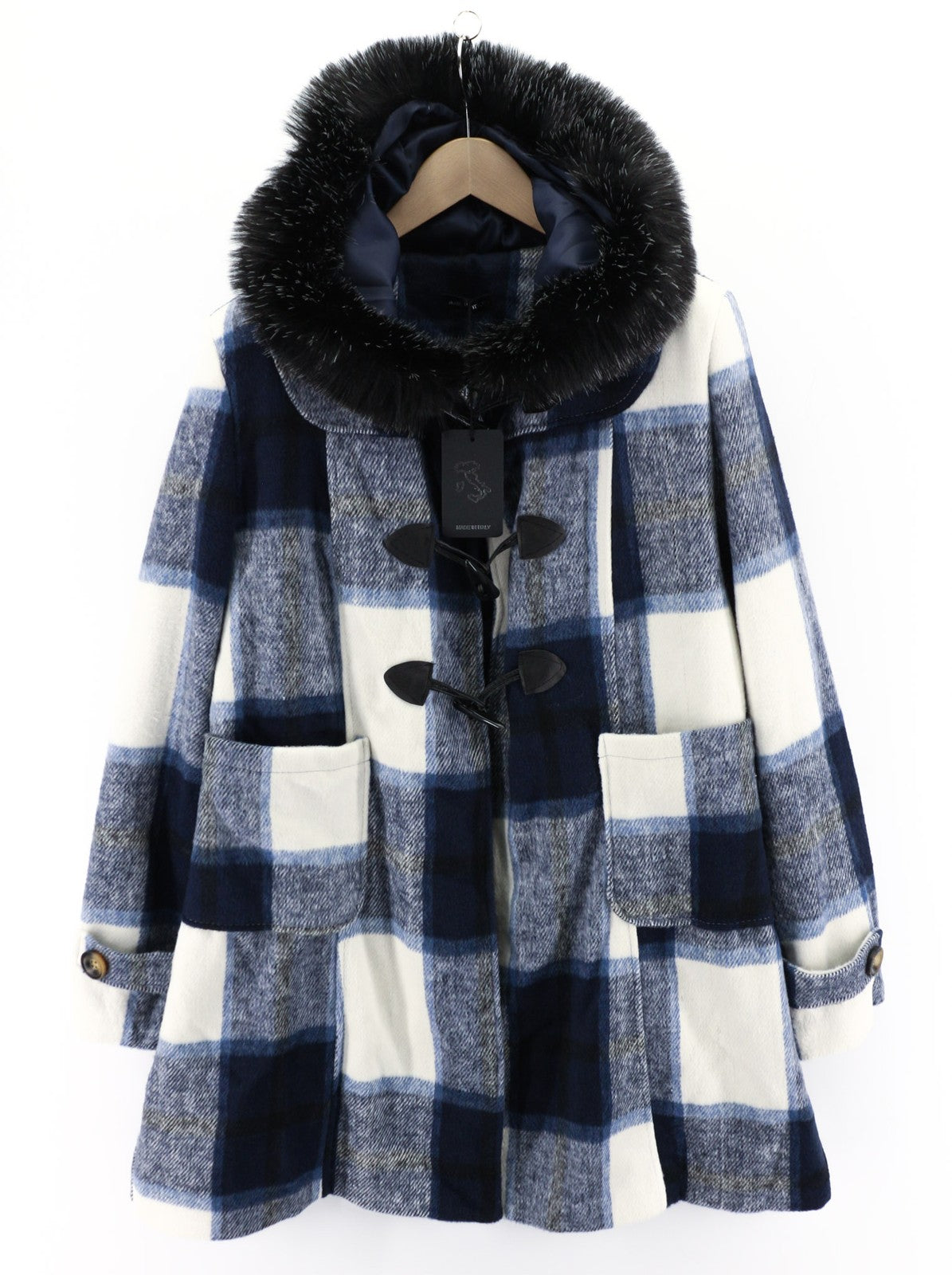 LE COMPTOIR DU MANTEAU 98209A Women's Coat 2XL Wool Blend Toggle Faux Fur