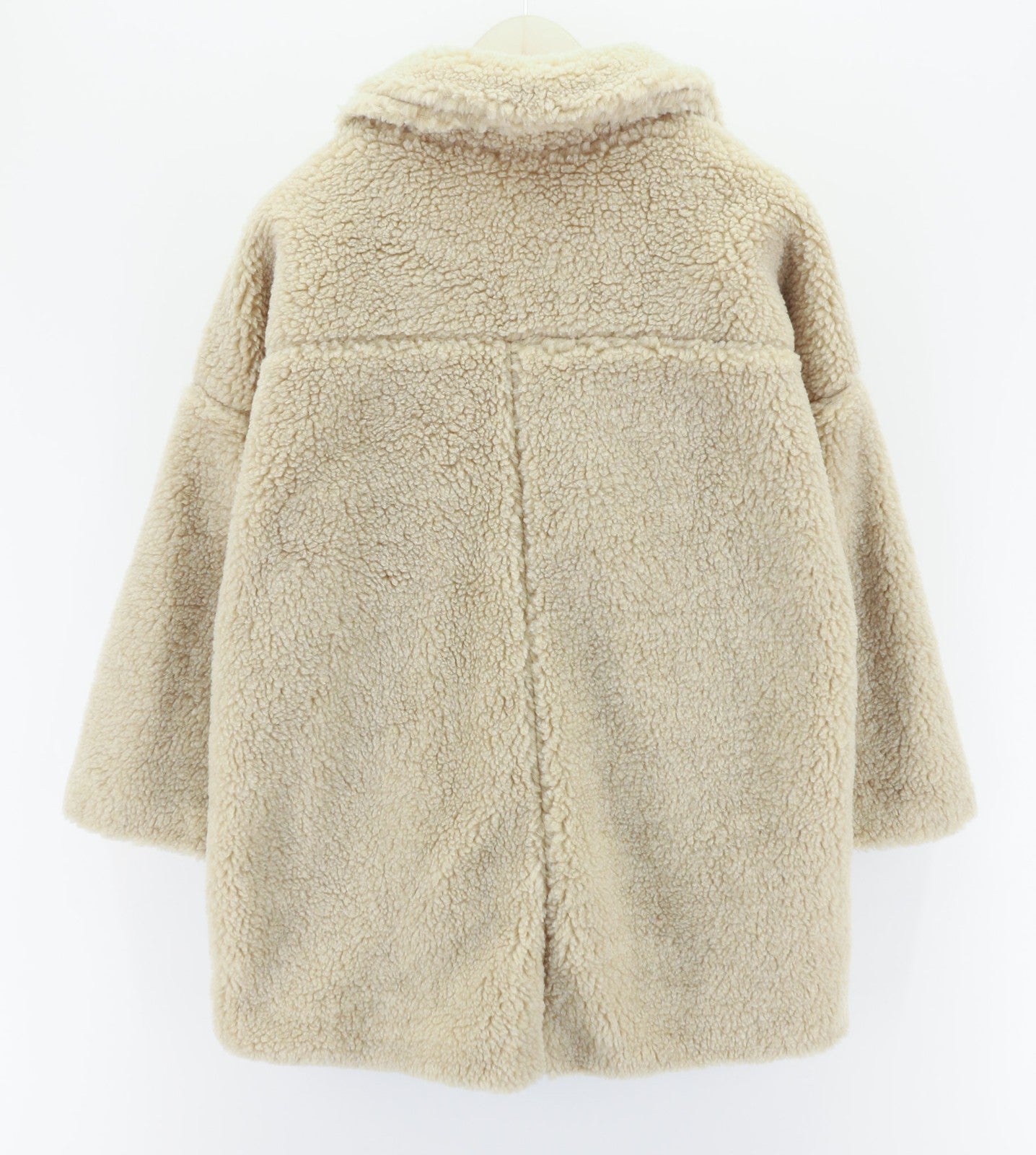 LE COMPTOIR DU MANTEAU Women's Teddy Coat S/M Fluffy Notch Lapel Buttoned Front