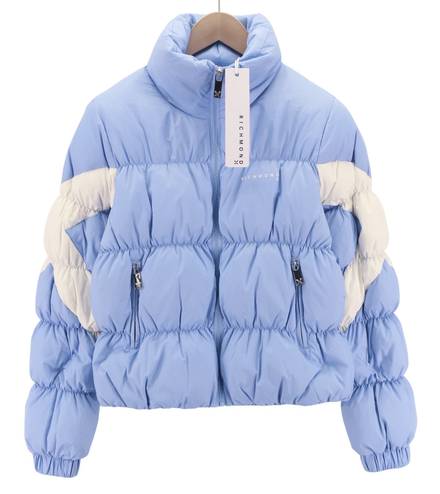 RICHMOND UWA23032PI Women's Quilted Puffer Jacket S Blue Padded Zip High Neck