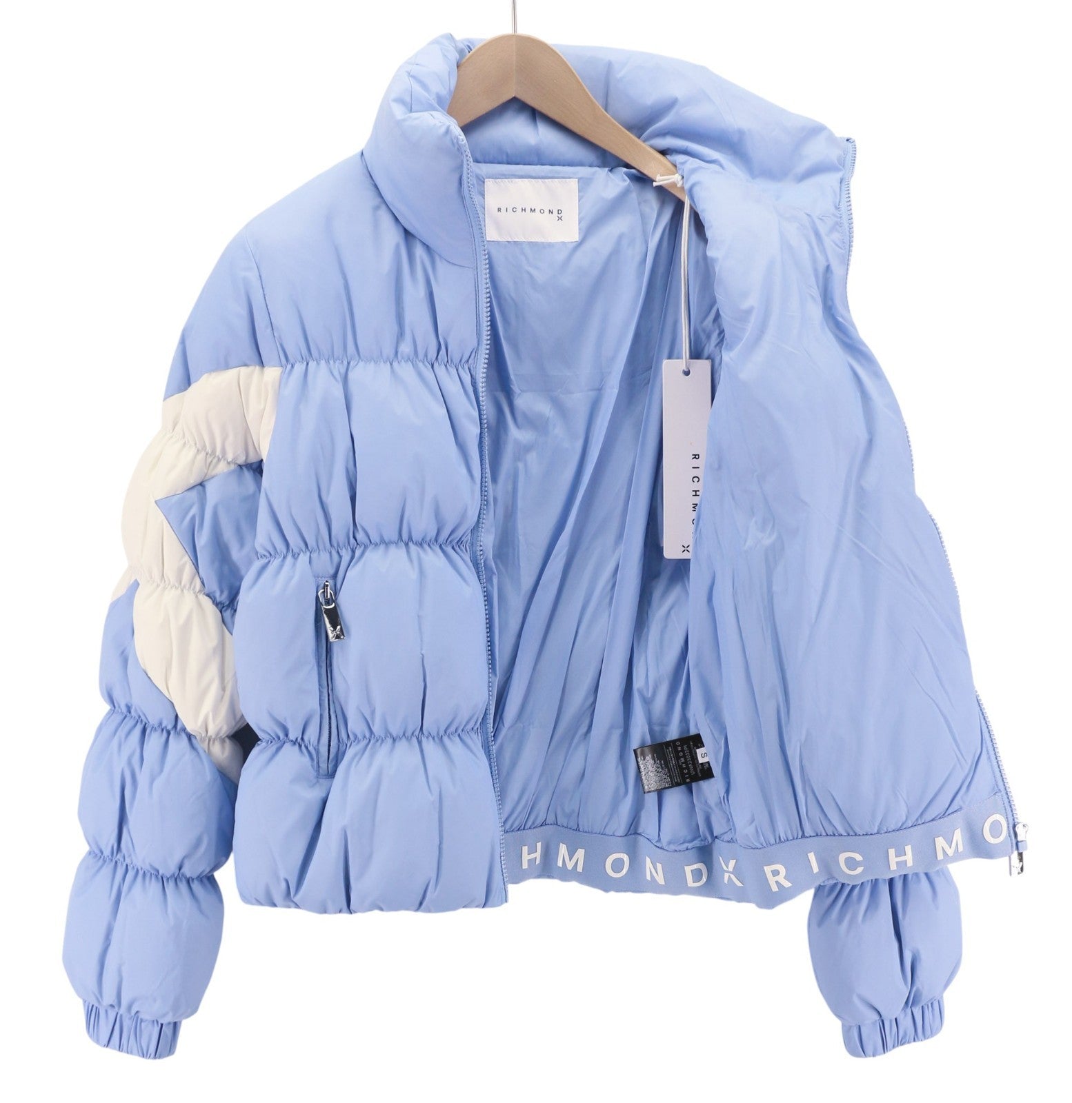 RICHMOND UWA23032PI Women's Quilted Puffer Jacket S Blue Padded Zip High Neck