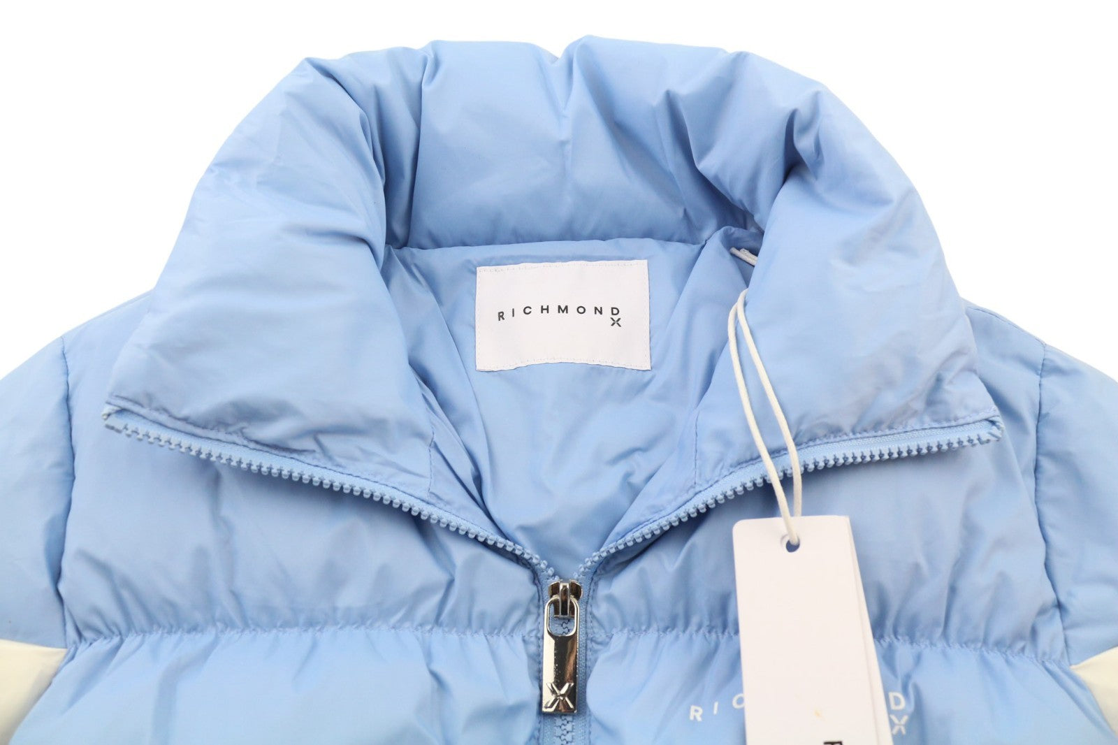 RICHMOND UWA23032PI Women's Quilted Puffer Jacket S Blue Padded Zip High Neck