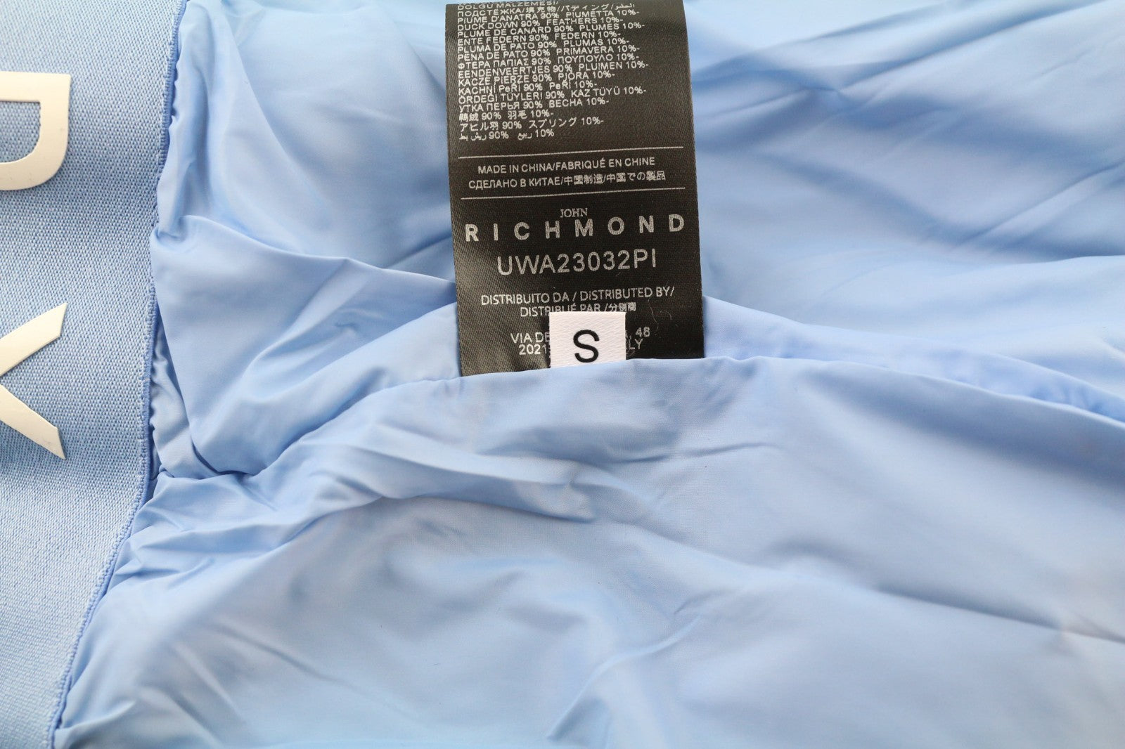 RICHMOND UWA23032PI Women's Quilted Puffer Jacket S Blue Padded Zip High Neck