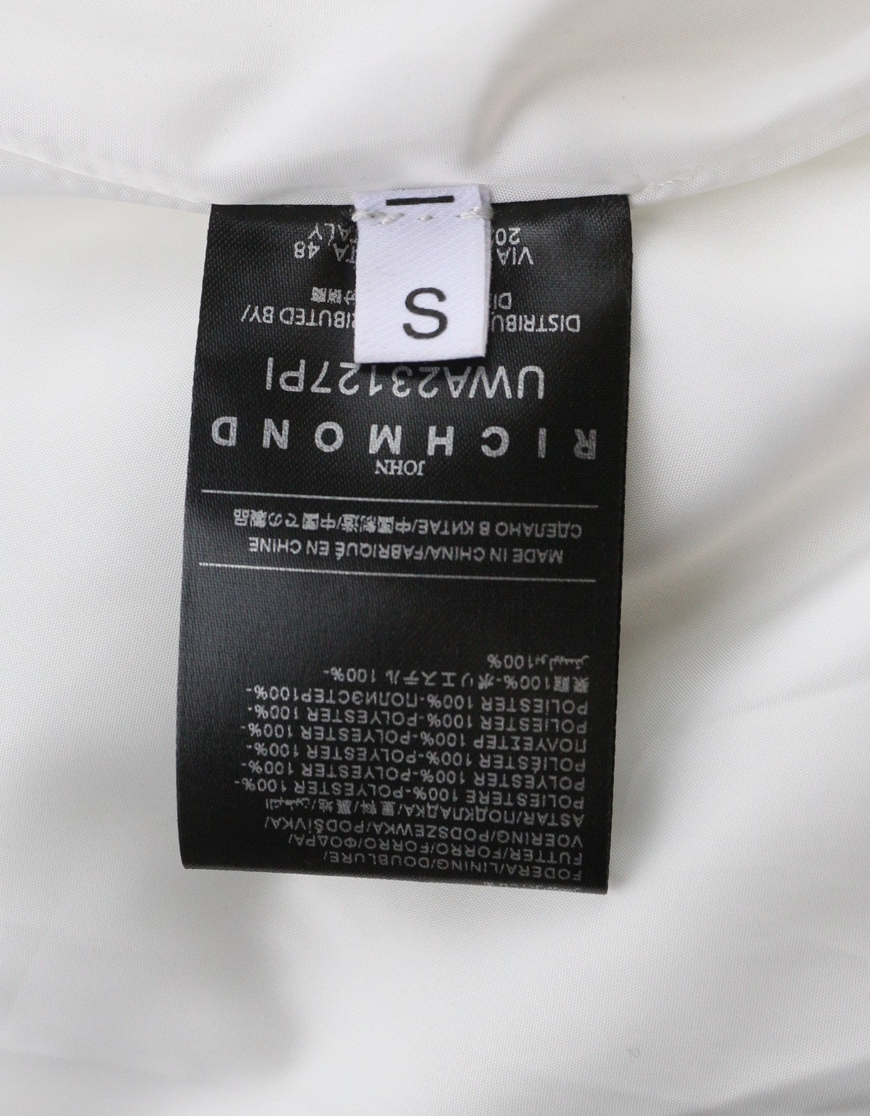 RICHMOND UWA23127PI Women's White Hooded Jacket S Insulated Quilted Logo Zip