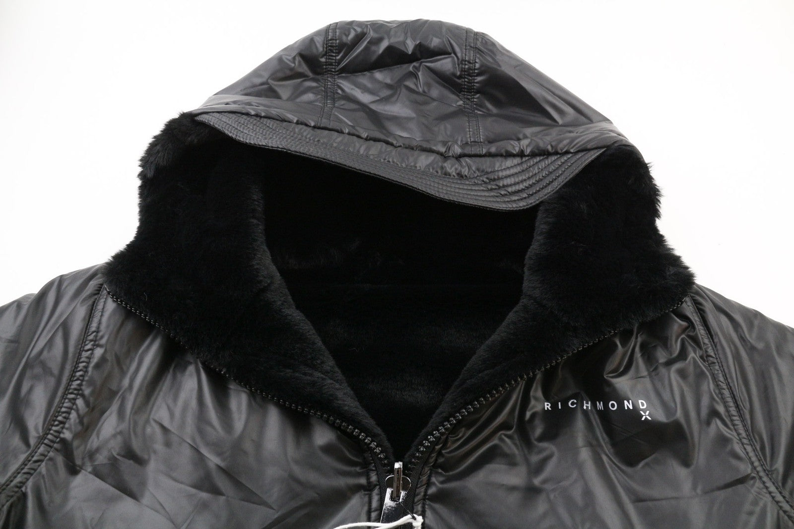 RICHMOND UWA23108PL Women's Black Reversible Jacket ~S Hooded Zip Pockets