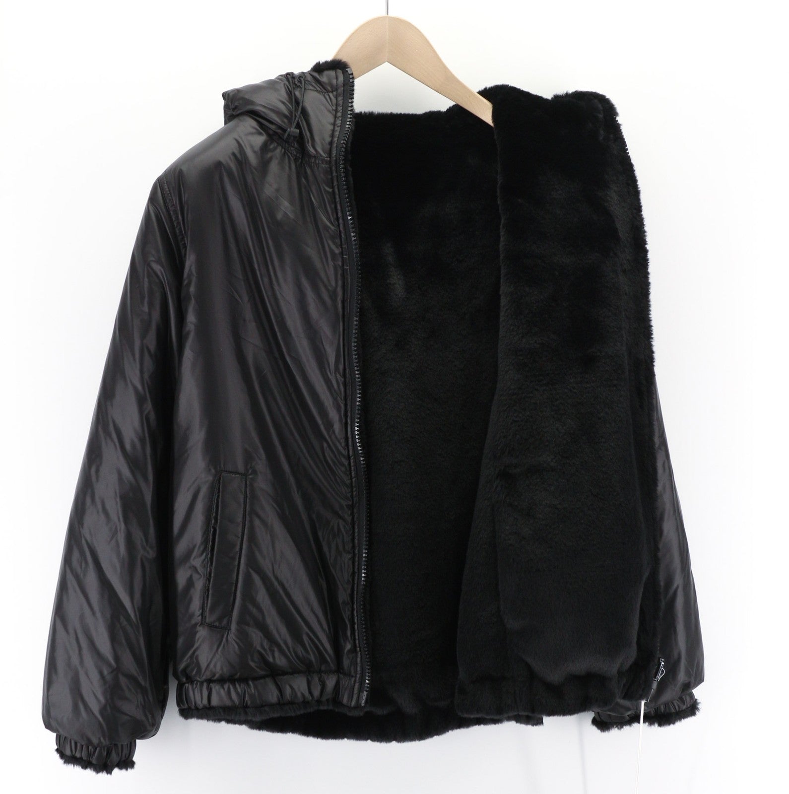 RICHMOND UWA23108PL Women's Black Reversible Jacket ~S Hooded Zip Pockets