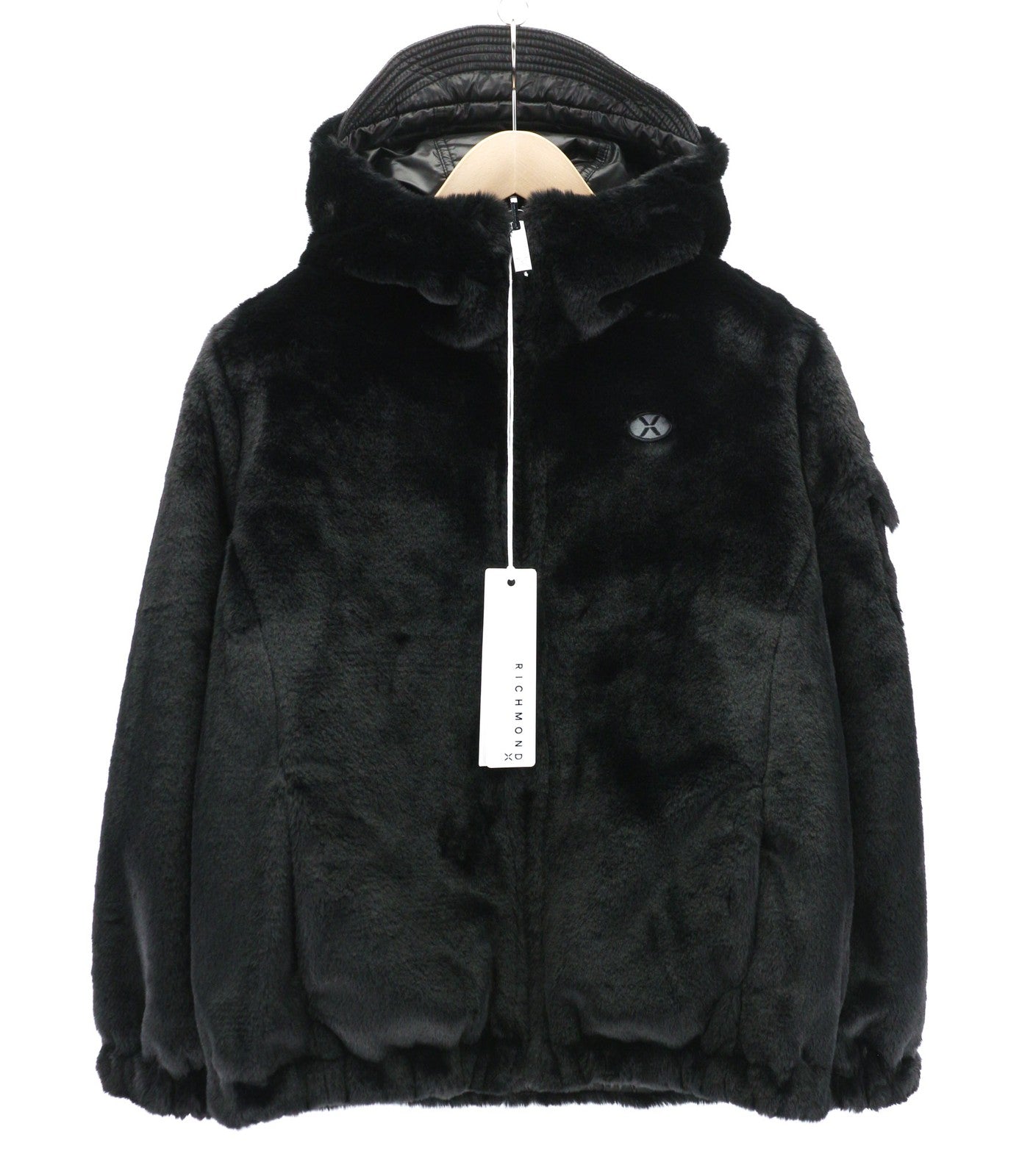 RICHMOND UWA23108PL Women's Black Reversible Jacket ~S Hooded Zip Pockets