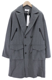 RICHMOND UMA23183CP Men's Wool Blend Coat M Grey Notch Lapel Double Breasted