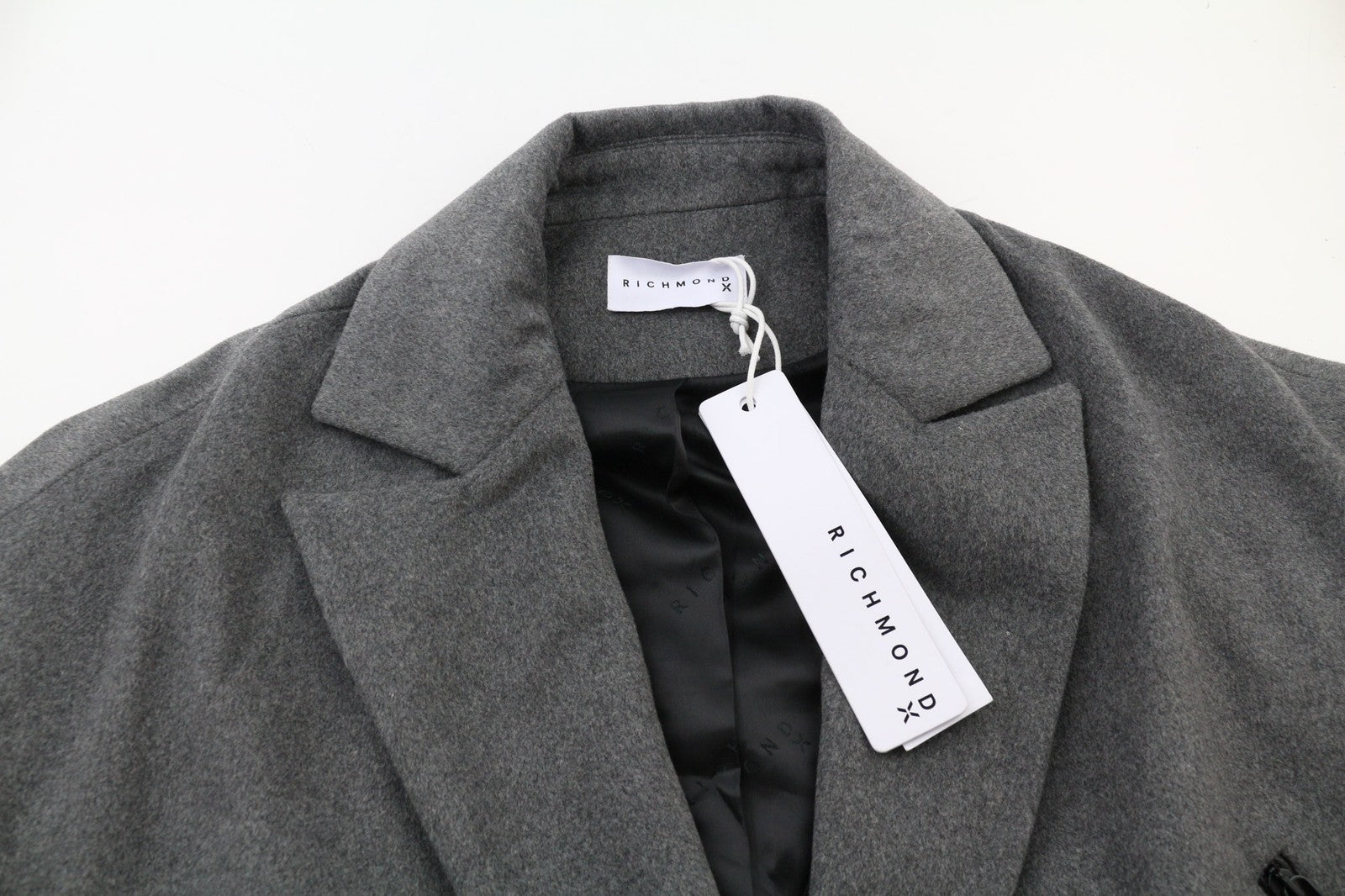 RICHMOND UMA23183CP Men's Wool Blend Coat M Grey Notch Lapel Double Breasted