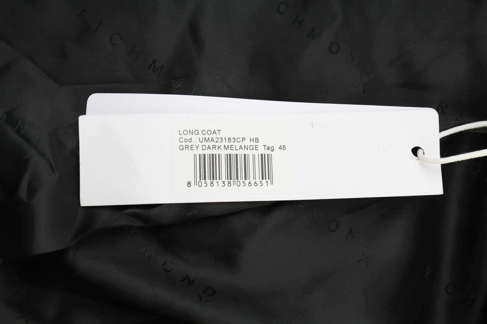 RICHMOND UMA23183CP Men's Wool Blend Coat M Grey Notch Lapel Double Breasted