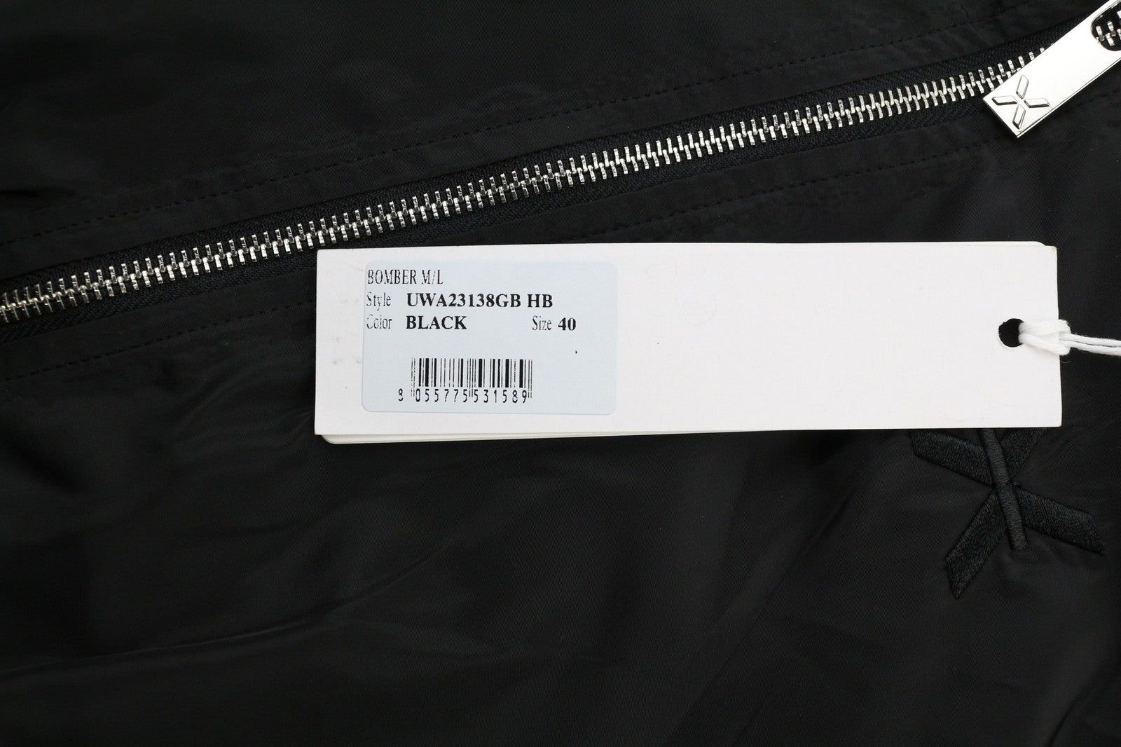 RICHMOND moteriška bomber striukė S juoda vaškuota lengva logotipu kišenės laisvalaikio stiliaus 