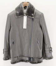 RICHMOND UWA23121GB moteriška striukė su diržu S, dirbtinio kailio, dirbtinės odos, pilka 