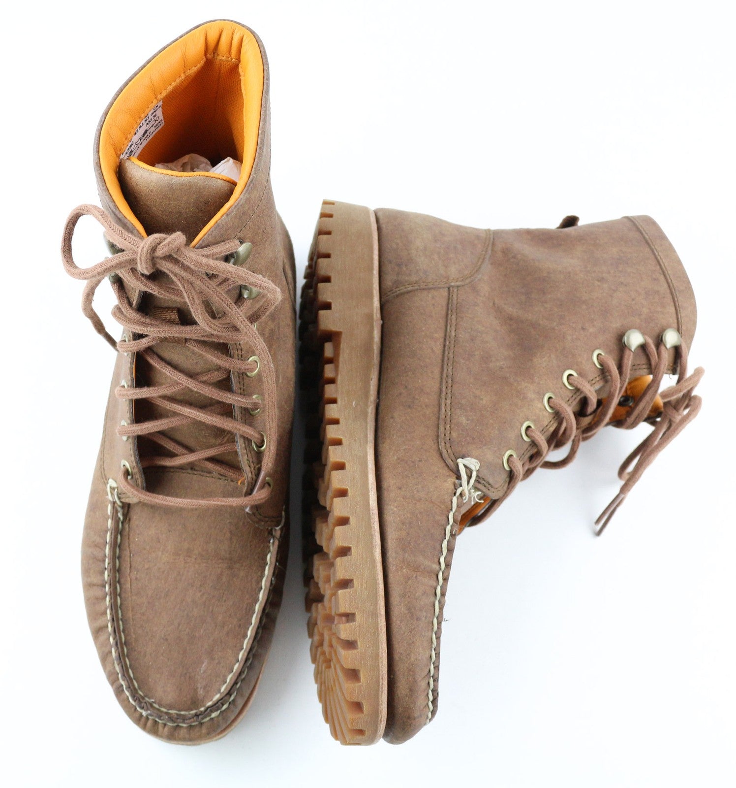 TIMBERLAND A2HB2 Men's Leather Boots EU42 UK8 Brown Mid Top Almond Toe ReBOTL