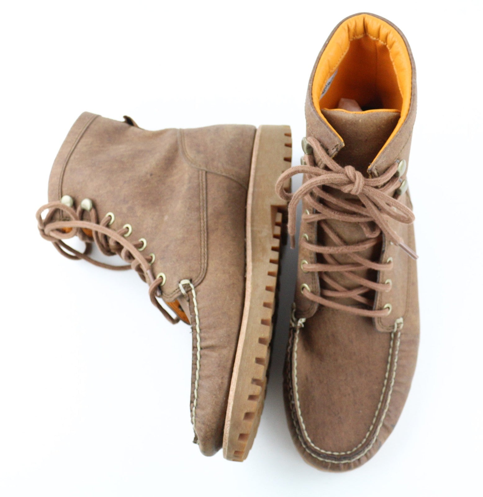 TIMBERLAND A2HB2 Men's Leather Boots EU42 UK8 Brown Mid Top Almond Toe ReBOTL