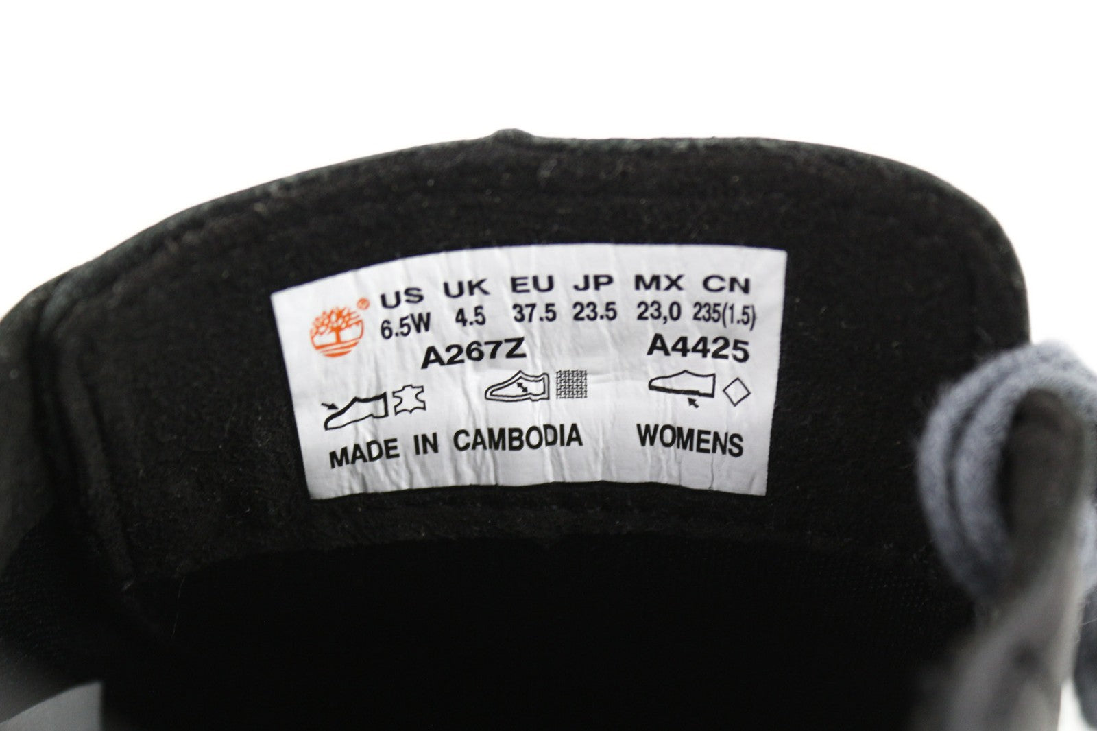 TIMBERLAND Women's Sneakers EU37.5 UK4.5 Black Leather Round Toe Lace Up ReBOTL