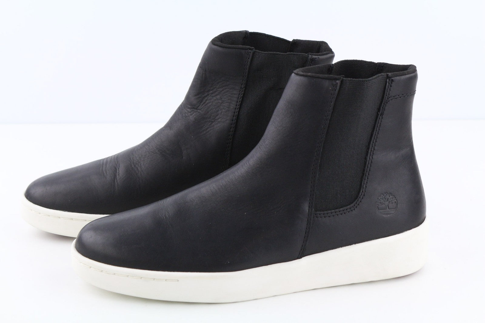 TIMBERLAND A2FUS Women's Black Mid Top Leather Boots EU40 UK7 Almond Toe ReBOTL