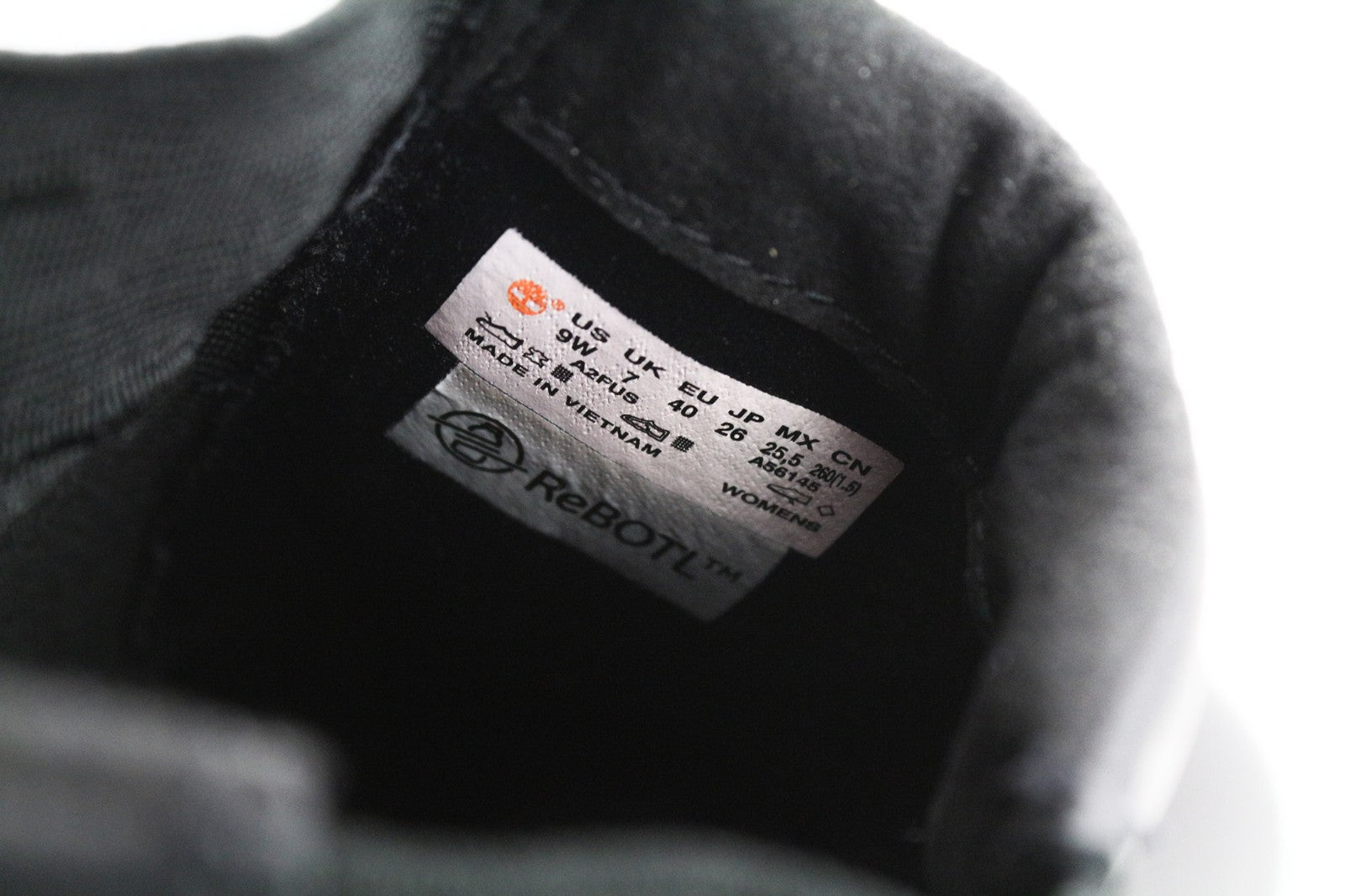 TIMBERLAND A2FUS Women's Black Mid Top Leather Boots EU40 UK7 Almond Toe ReBOTL