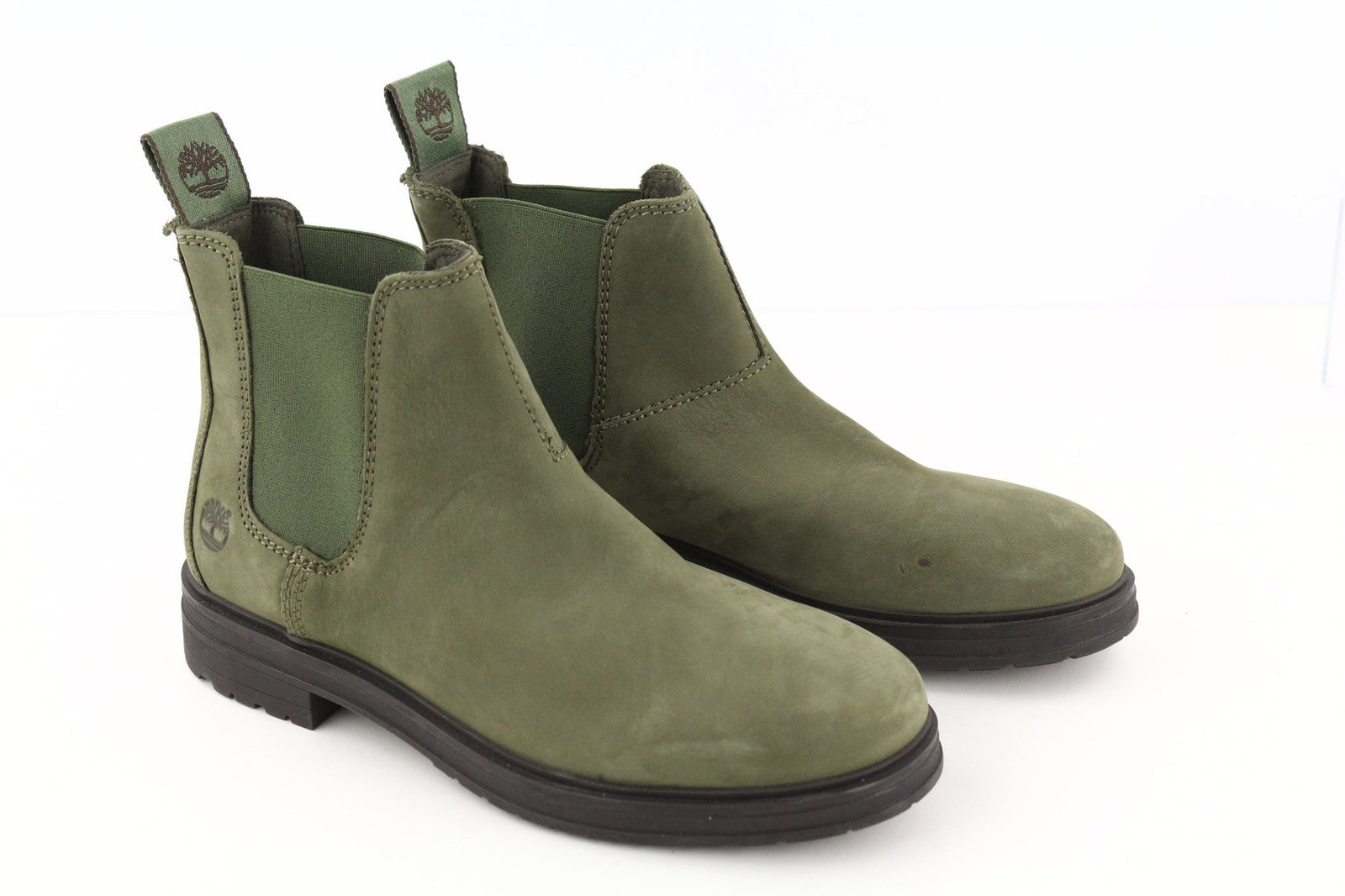 TIMBERLAND Women's Olive Green Chelsea Boots EU38 UK5 Leather Almond Toe Ankle