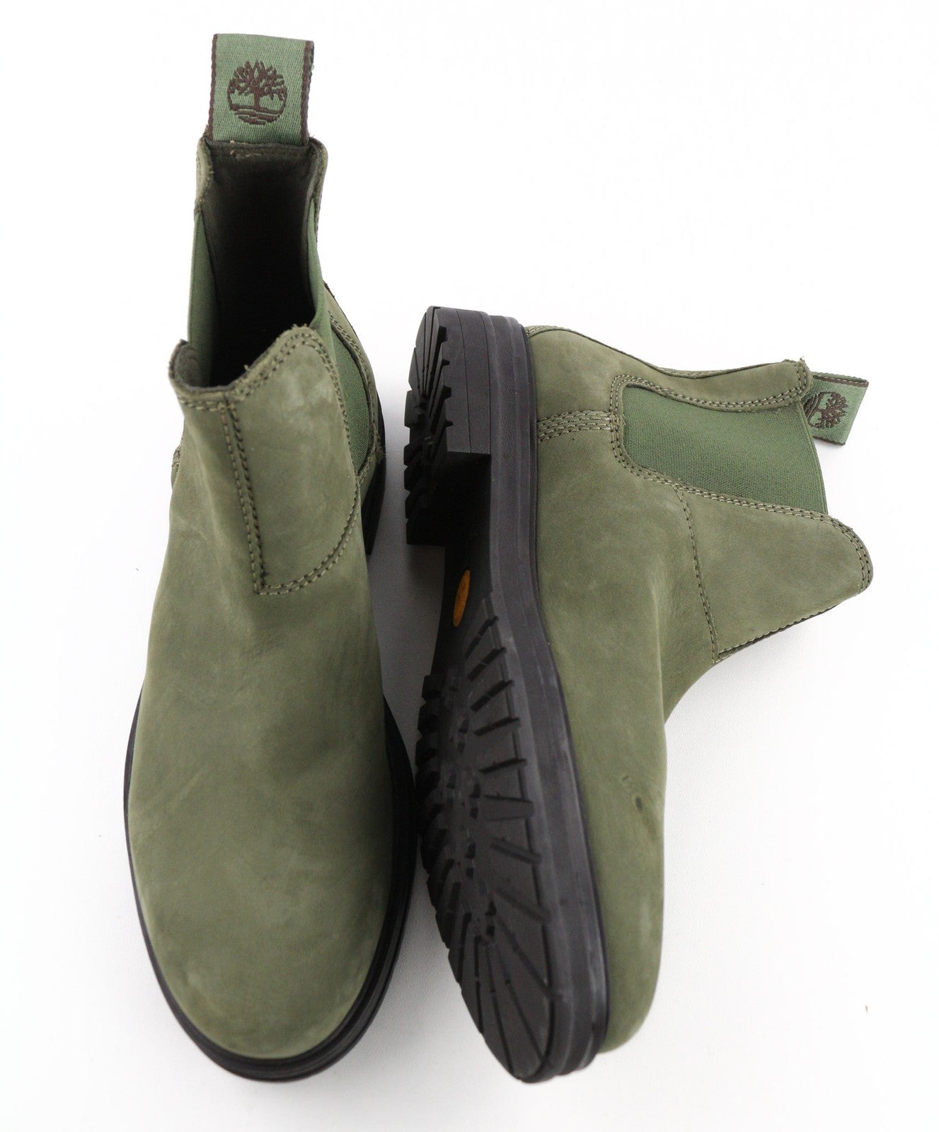 TIMBERLAND Women's Olive Green Chelsea Boots EU38 UK5 Leather Almond Toe Ankle