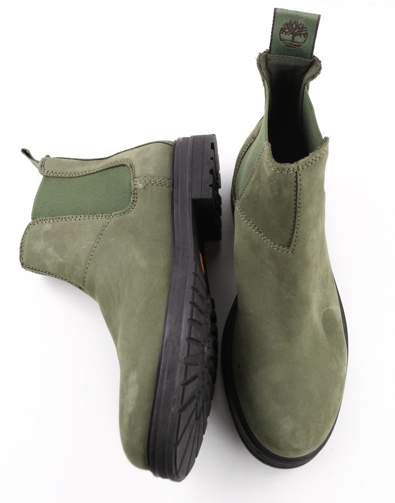 TIMBERLAND Women's Olive Green Chelsea Boots EU38 UK5 Leather Almond Toe Ankle