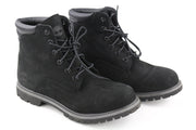 TIMBERLAND Women's Black Leather Boots EU40 UK7 Lace Up Almond Toe Ortholite