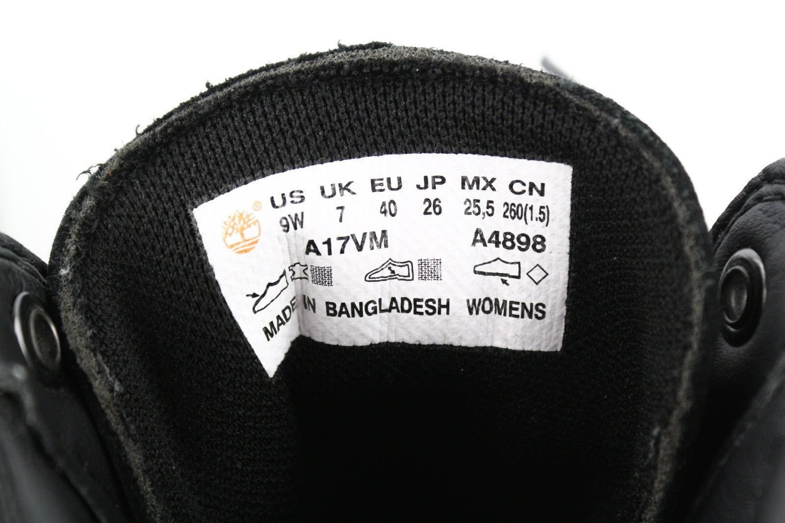 TIMBERLAND Women's Black Leather Boots EU40 UK7 Lace Up Almond Toe Ortholite