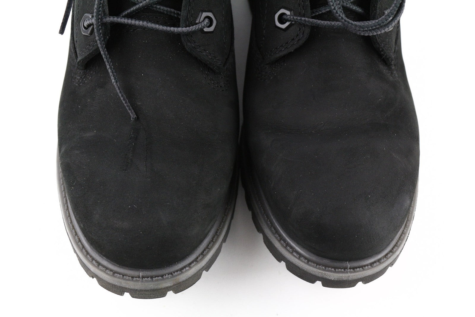 TIMBERLAND Women's Black Leather Boots EU40 UK7 Lace Up Almond Toe Ortholite