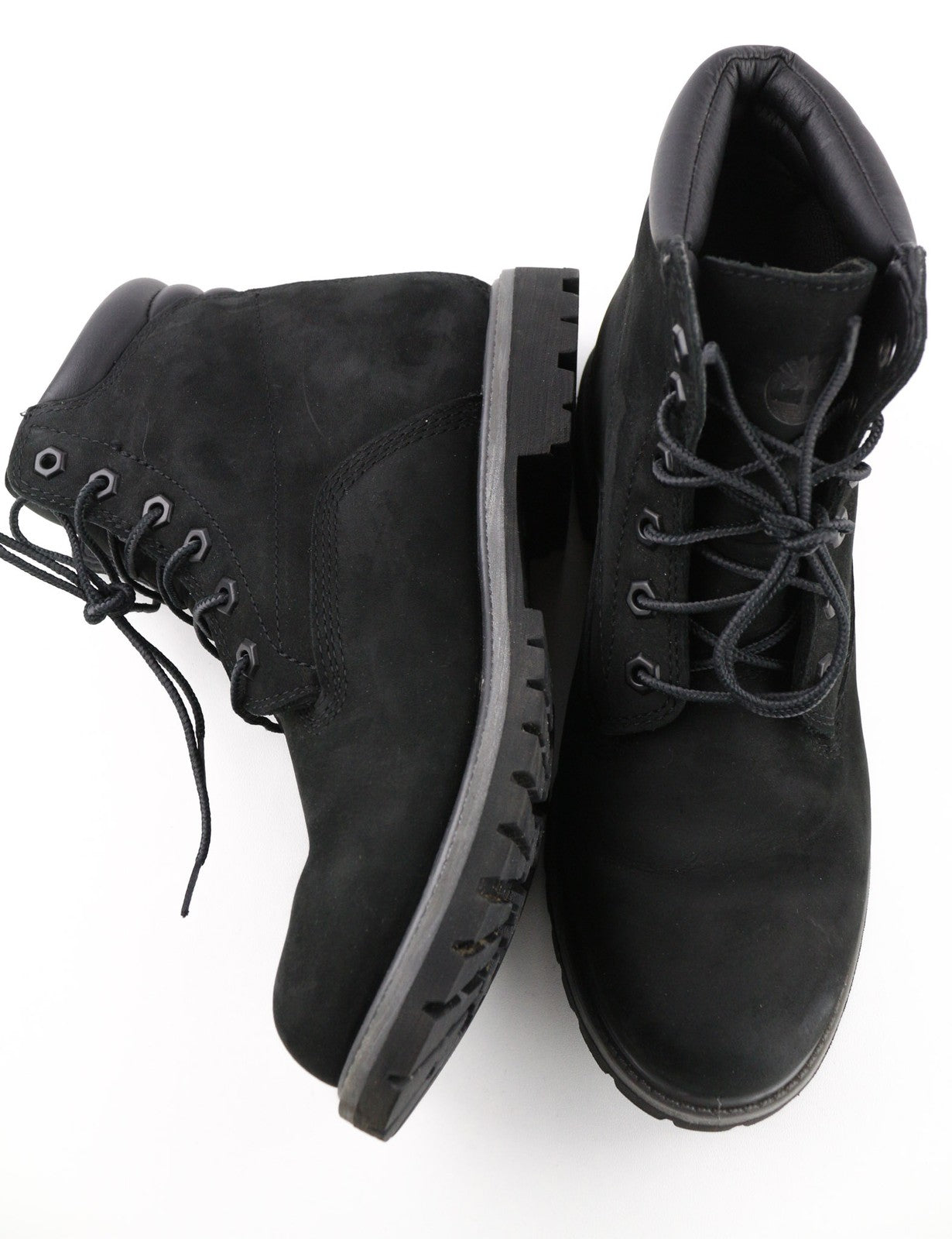 TIMBERLAND Women's Black Leather Boots EU40 UK7 Lace Up Almond Toe Ortholite