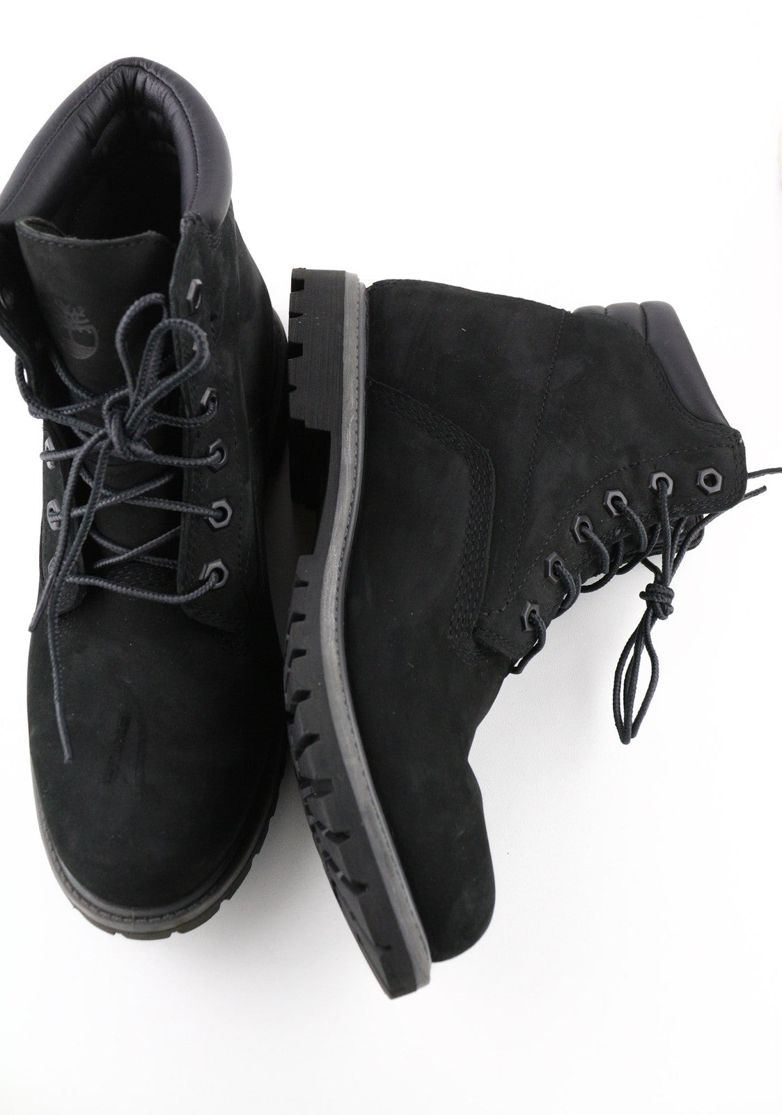 TIMBERLAND Women's Black Leather Boots EU40 UK7 Lace Up Almond Toe Ortholite