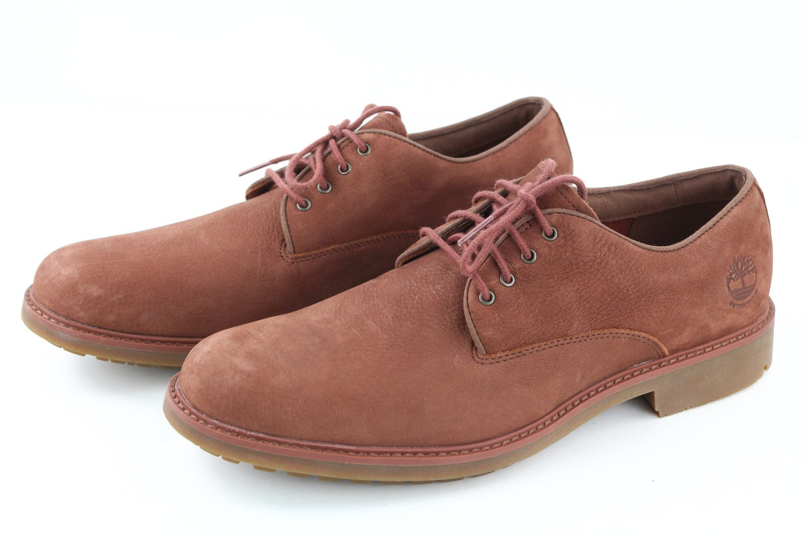 TIMBERLAND A2GTV Men's Shoes EU43 UK8.5 Brown Leather Lace Up Low Top Almond Toe