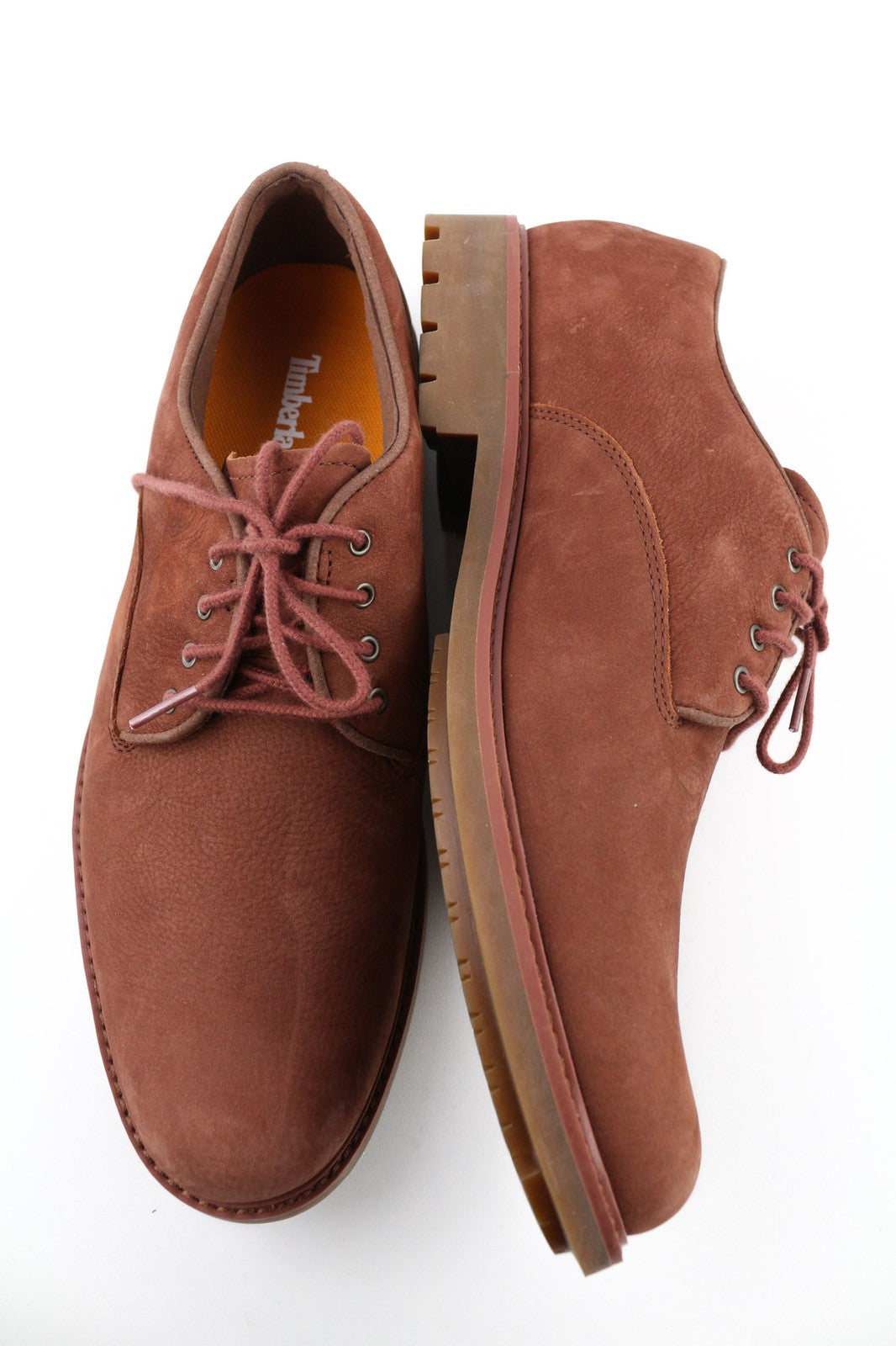 TIMBERLAND A2GTV Men's Shoes EU43 UK8.5 Brown Leather Lace Up Low Top Almond Toe