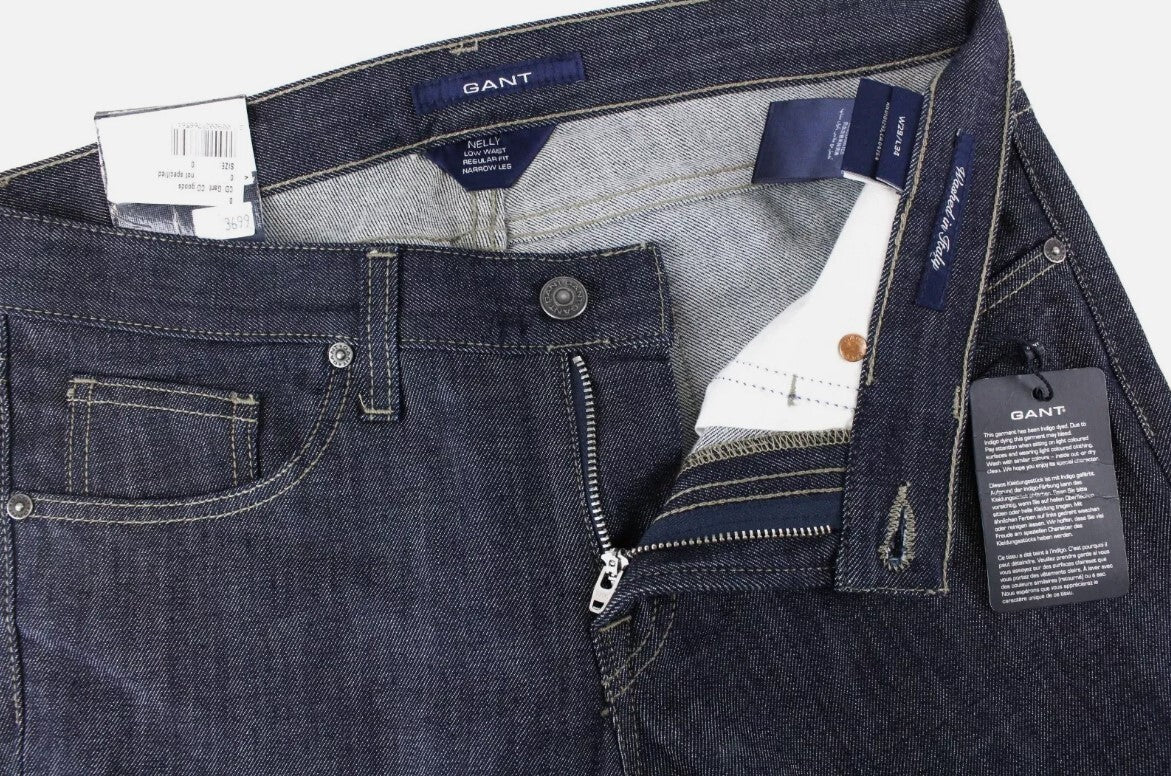 GANT Nelly Women Jeans W29/L34 Blue Regular  Stretchy Low Waist Zip Fly Narrow