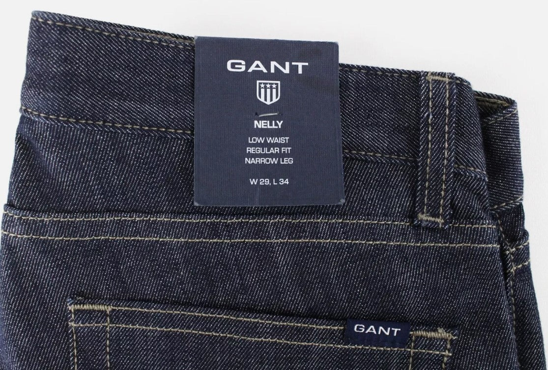 GANT Nelly Women Jeans W29/L34 Blue Regular  Stretchy Low Waist Zip Fly Narrow