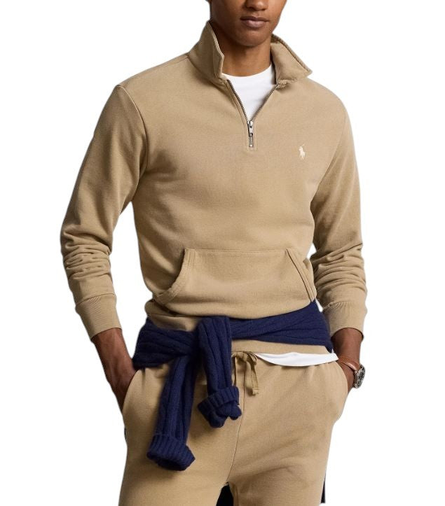 RALPH LAUREN Classics Khaki Men Sweatshirt 2XL Polo Half Zip Pullover RRP199