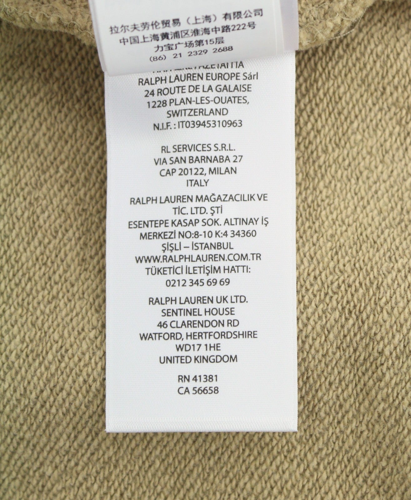 RALPH LAUREN Men Hoodie XL Light Brown Kangaroo Pocket Logo Pullover RRP199