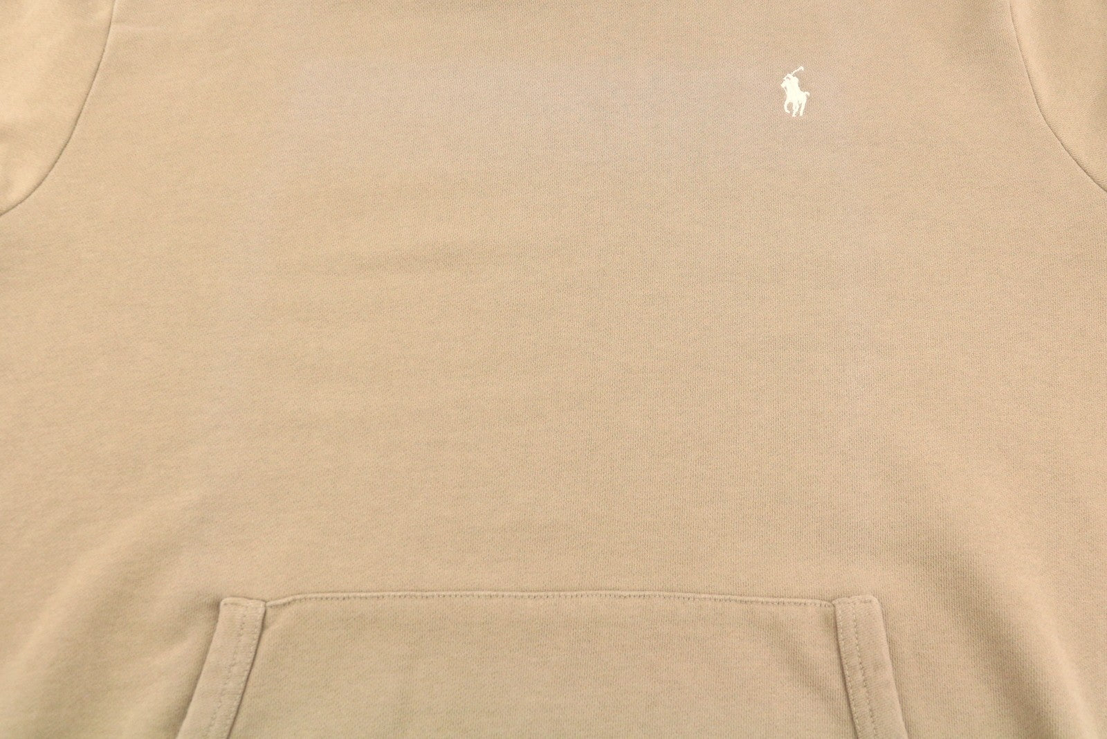 RALPH LAUREN Men Hoodie XL Light Brown Kangaroo Pocket Logo Pullover RRP199