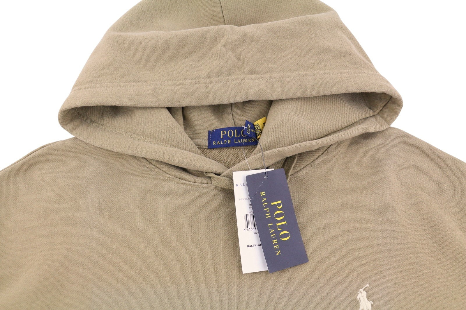 RALPH LAUREN Men Hoodie XL Light Brown Kangaroo Pocket Logo Pullover RRP199