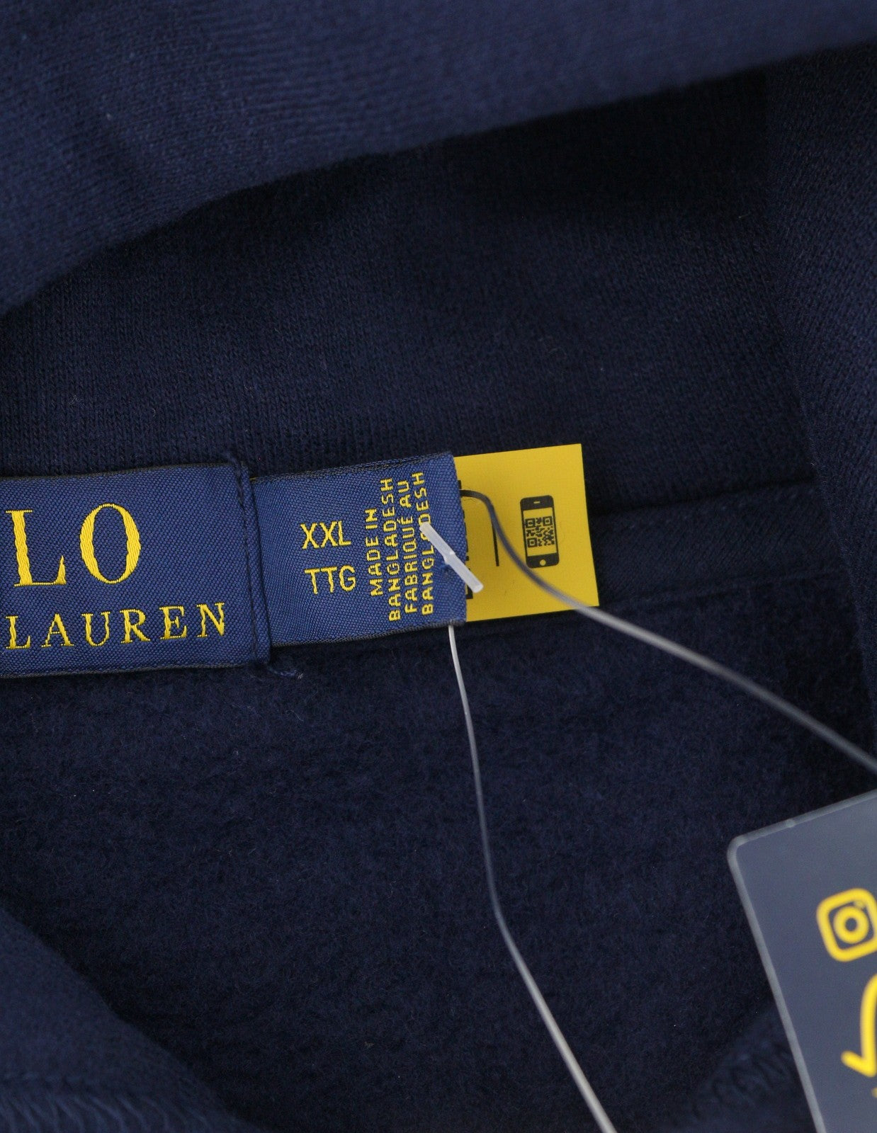 RALPH LAUREN Men Hoodie 2XL Dark Blue Kangaroo Pocket Hooded Pullover RRP199