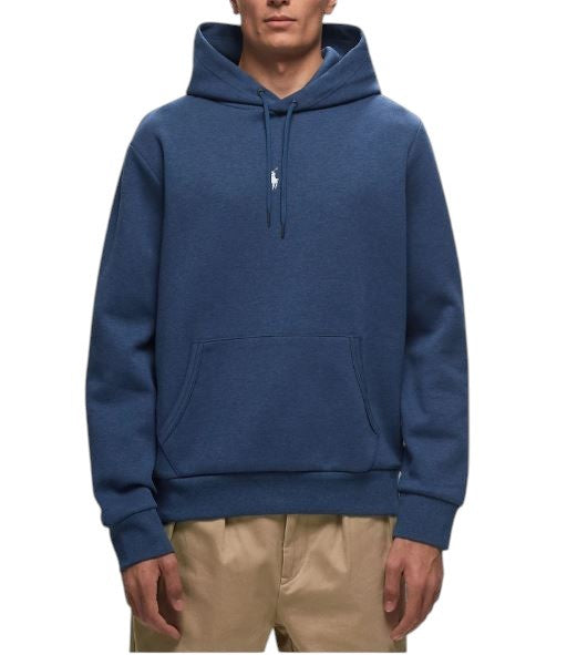 RALPH LAUREN Men Hoodie XL Blue Melange Kangaroo Pocket Logo Pullover RRP199