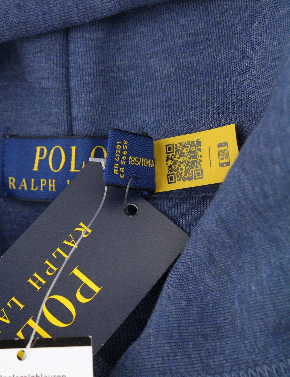 RALPH LAUREN Men Hoodie XL Blue Melange Kangaroo Pocket Logo Pullover RRP199