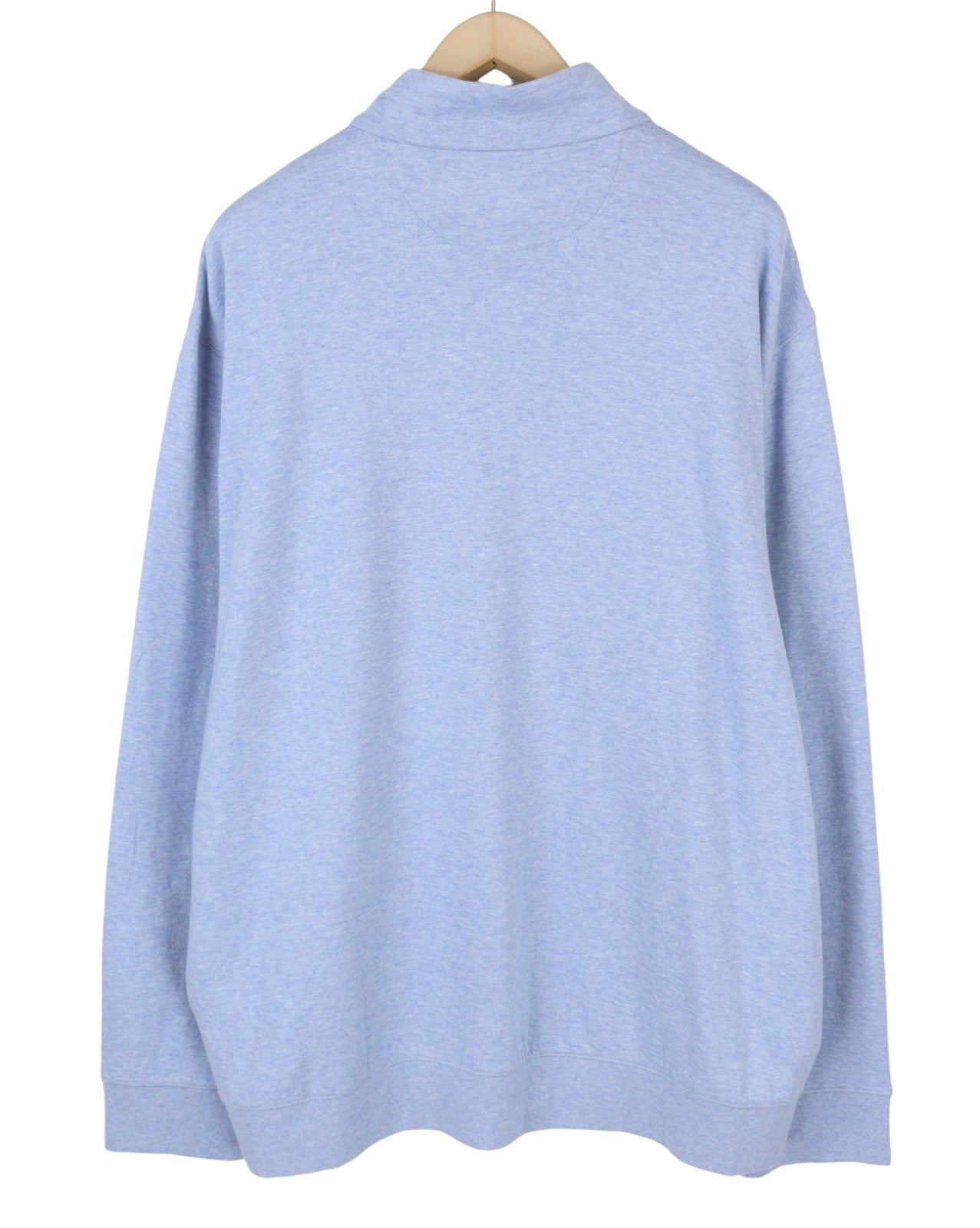 RALPH LAUREN Men Sweatshirt 2XL Blue Melange Half Zip Neck Logo Pullover RRP199