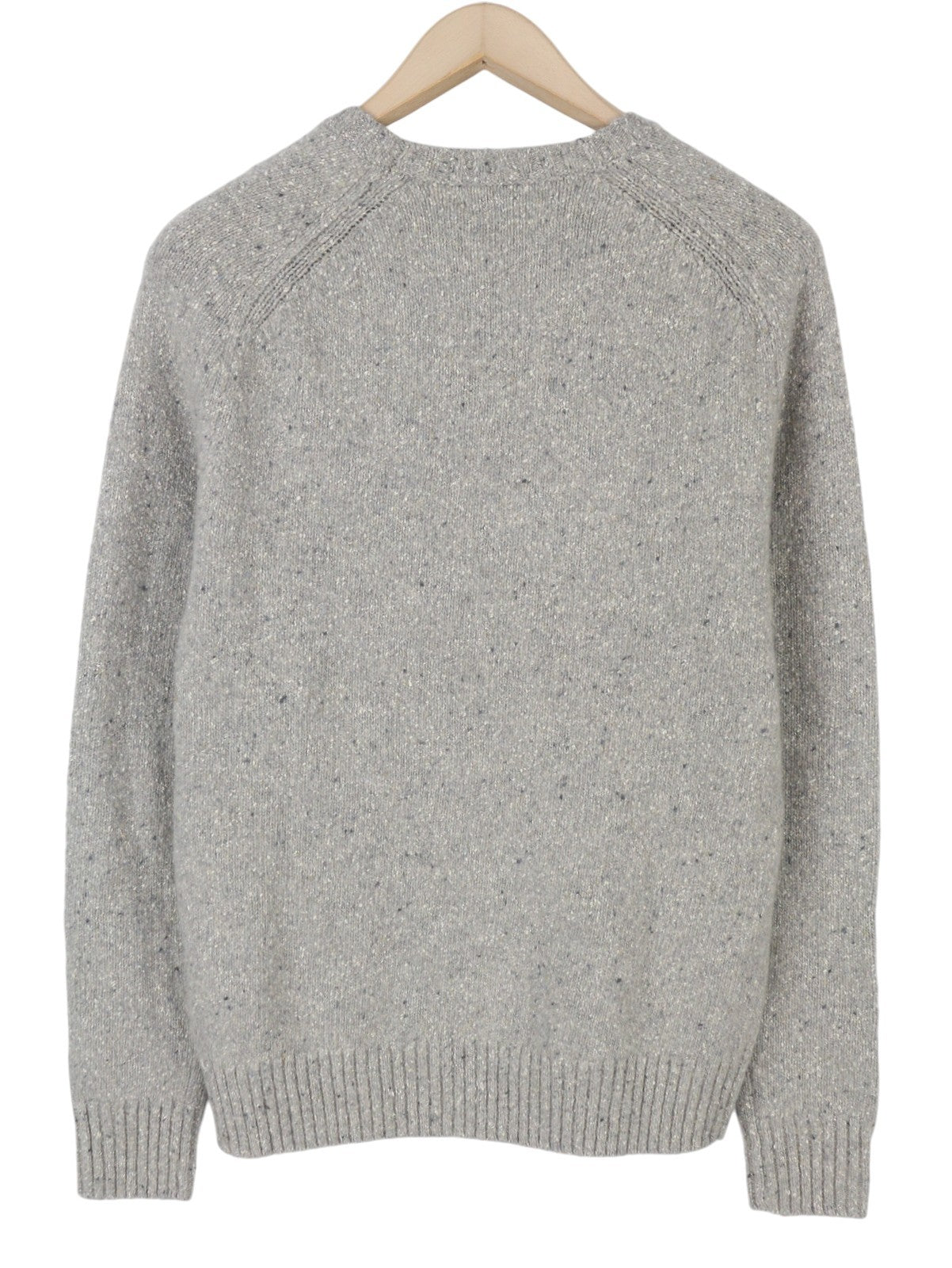 RALPH LAUREN Men Jumper M Grey Melange Wool Blend Tight Knit Pullover RRP199