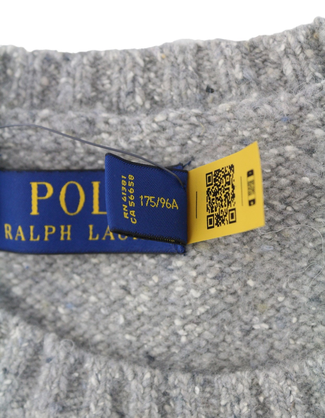 RALPH LAUREN Men Jumper M Grey Melange Wool Blend Tight Knit Pullover RRP199