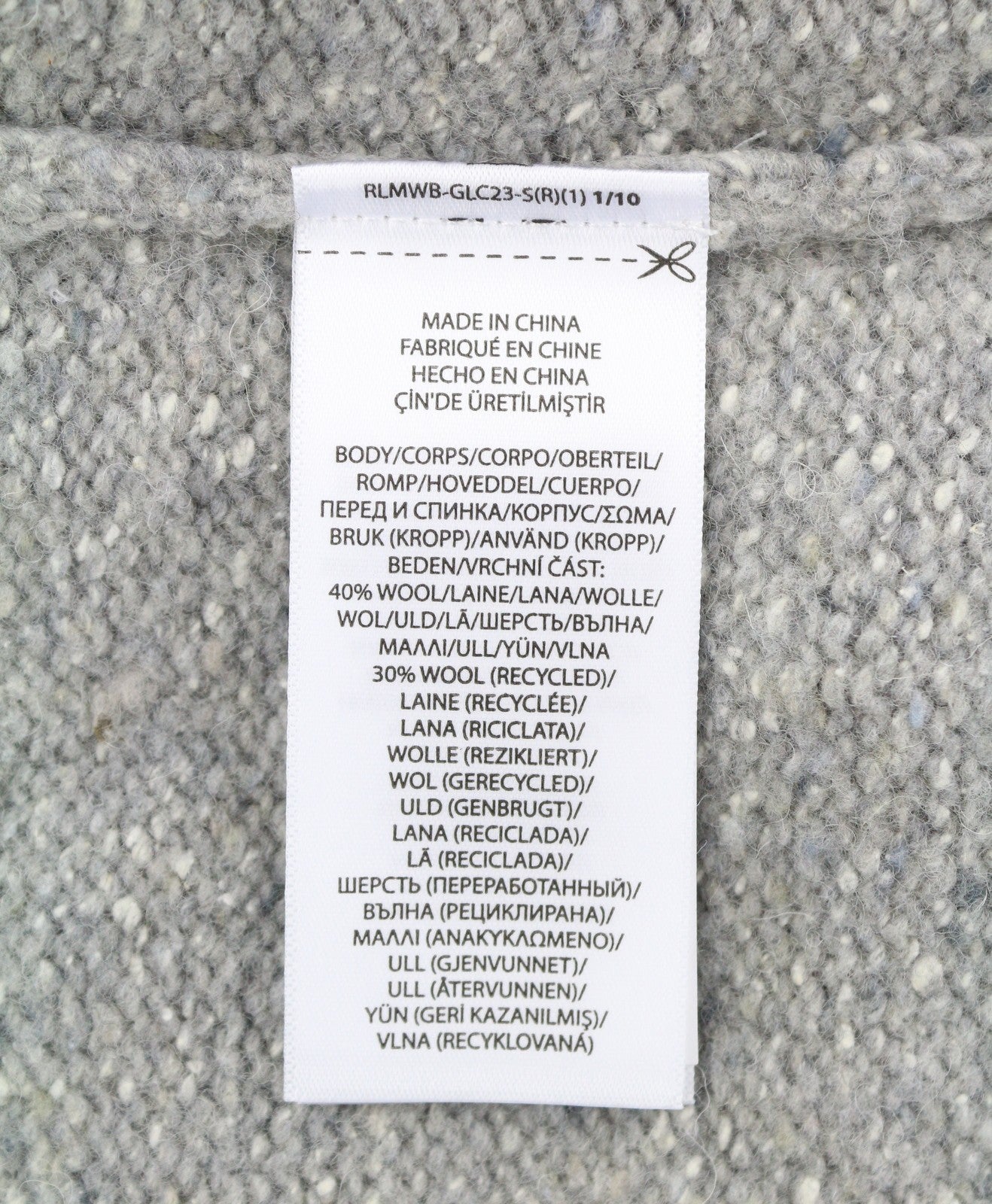 RALPH LAUREN Men Jumper M Grey Melange Wool Blend Tight Knit Pullover RRP199