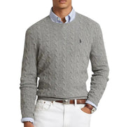 RALPH LAUREN Classics Pullover Men Jumper M Grey Melange Wool Cashmere RRP225