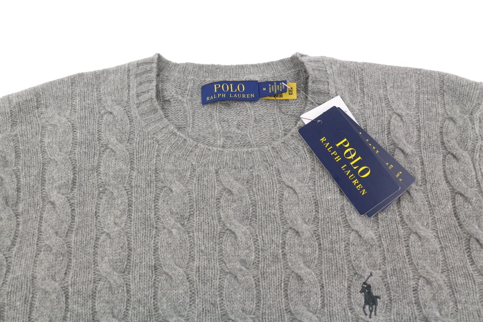 RALPH LAUREN Classics Pullover Men Jumper M Grey Melange Wool Cashmere RRP225