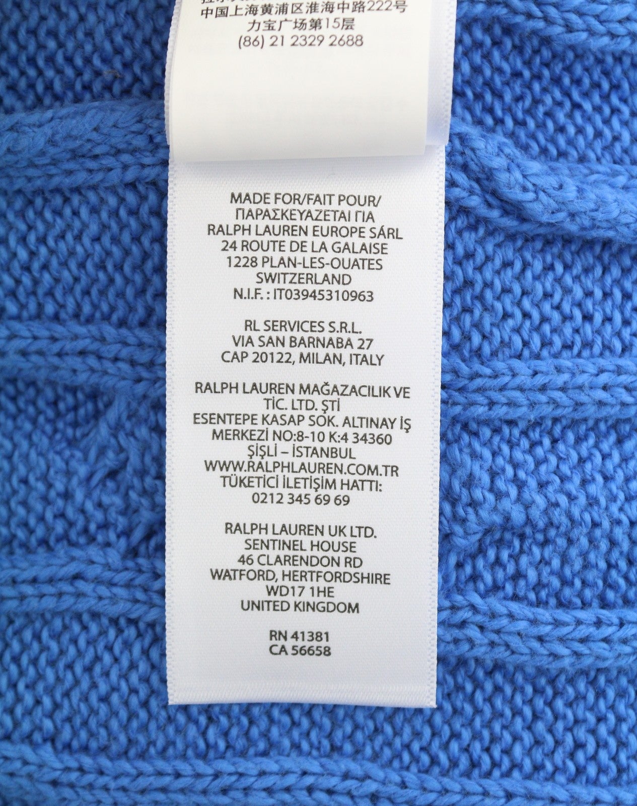 RALPH LAUREN Classics Pullover Men Jumper M Blue Cable Knit Crew Pullover RRP199