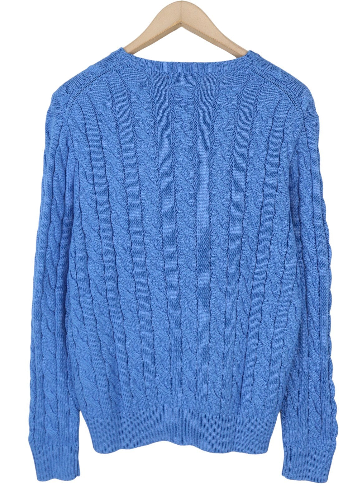 RALPH LAUREN Classics Pullover Men Jumper M Blue Cable Knit Crew Pullover RRP199
