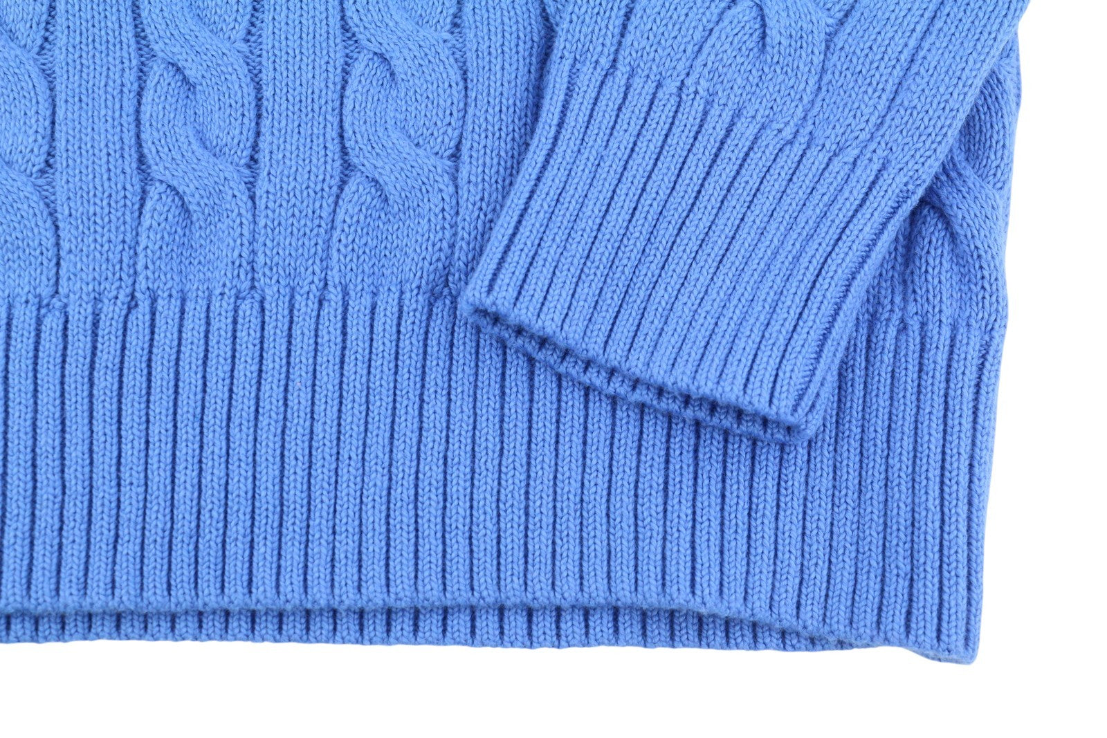 RALPH LAUREN Classics Pullover Men Jumper M Blue Cable Knit Crew Pullover RRP199