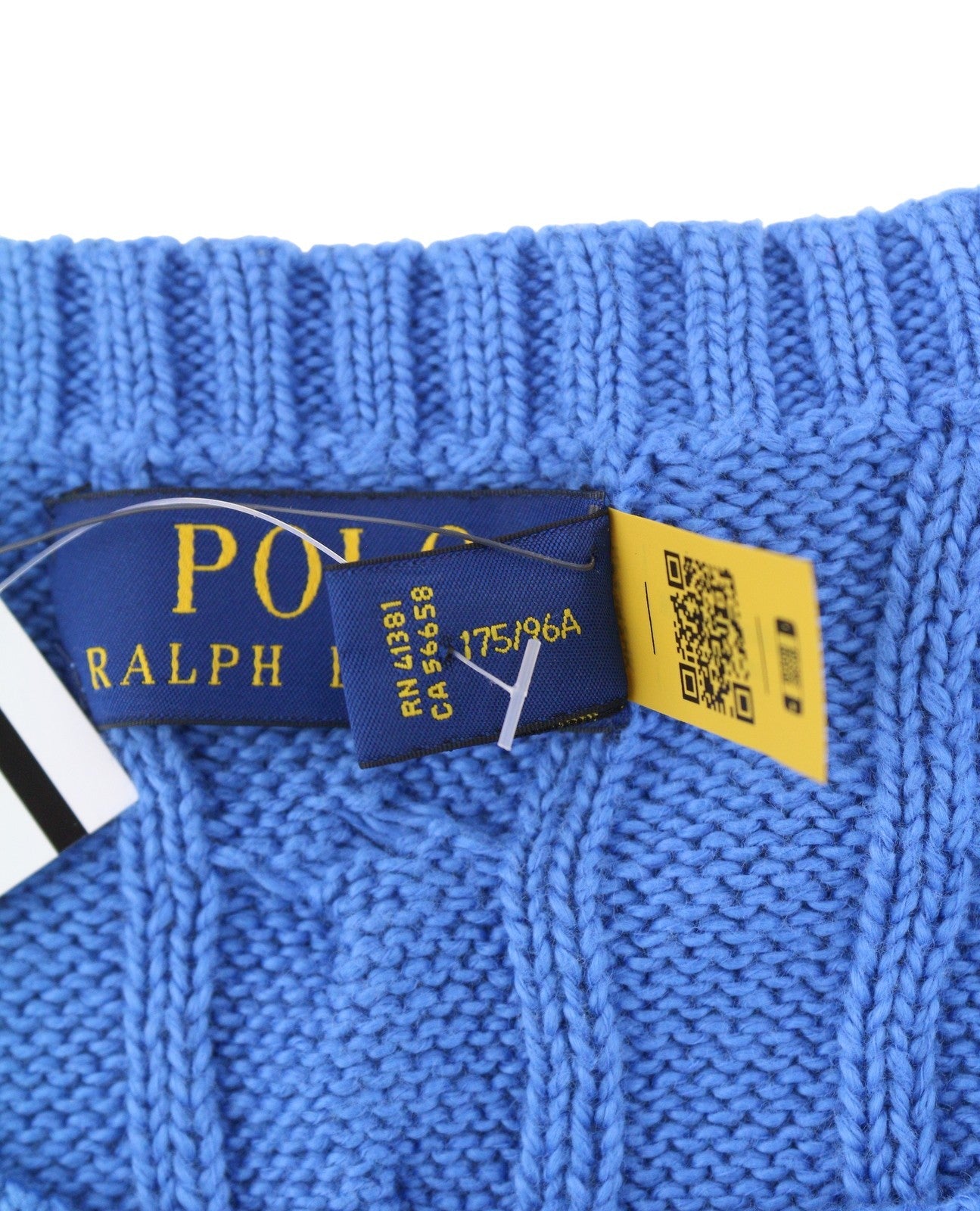 RALPH LAUREN Classics Pullover Men Jumper M Blue Cable Knit Crew Pullover RRP199